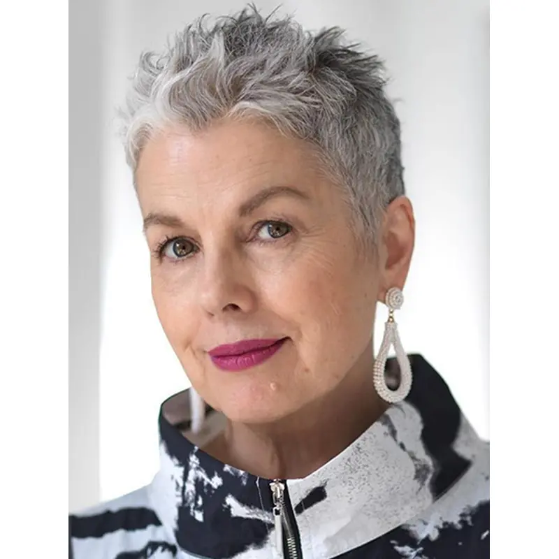 4" Grey Straight Boycuts Ladies Monofilament Wig Sale