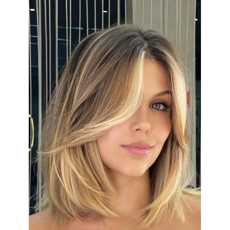 Human Lace Wig Monofilament Layered 12" Ombre/2 Tone Straight Wigs