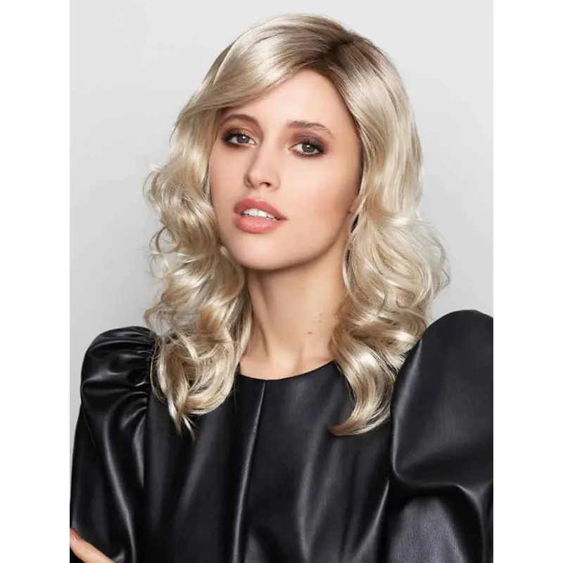 Medium Length Monofilament Wigs Layered 14" Blonde Curly Wigs