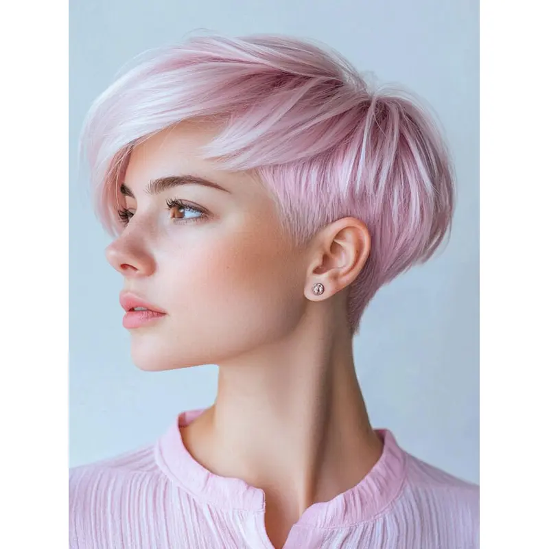 Short Cut Wigs Pink Boycuts Straight 6" Monofilament Synthetic Wigs