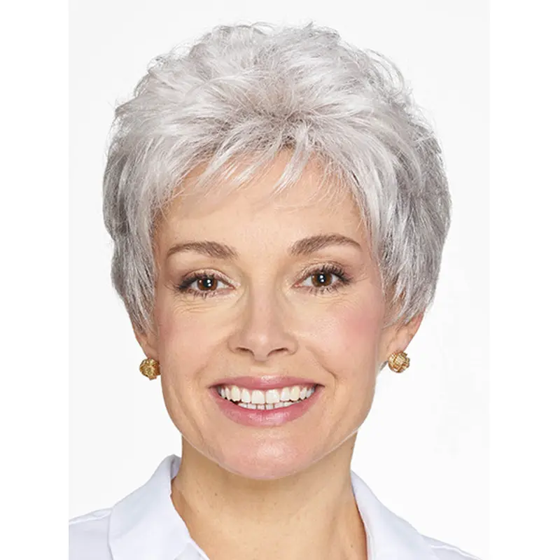 Short Grey Wavy 8" Women Classic Wig