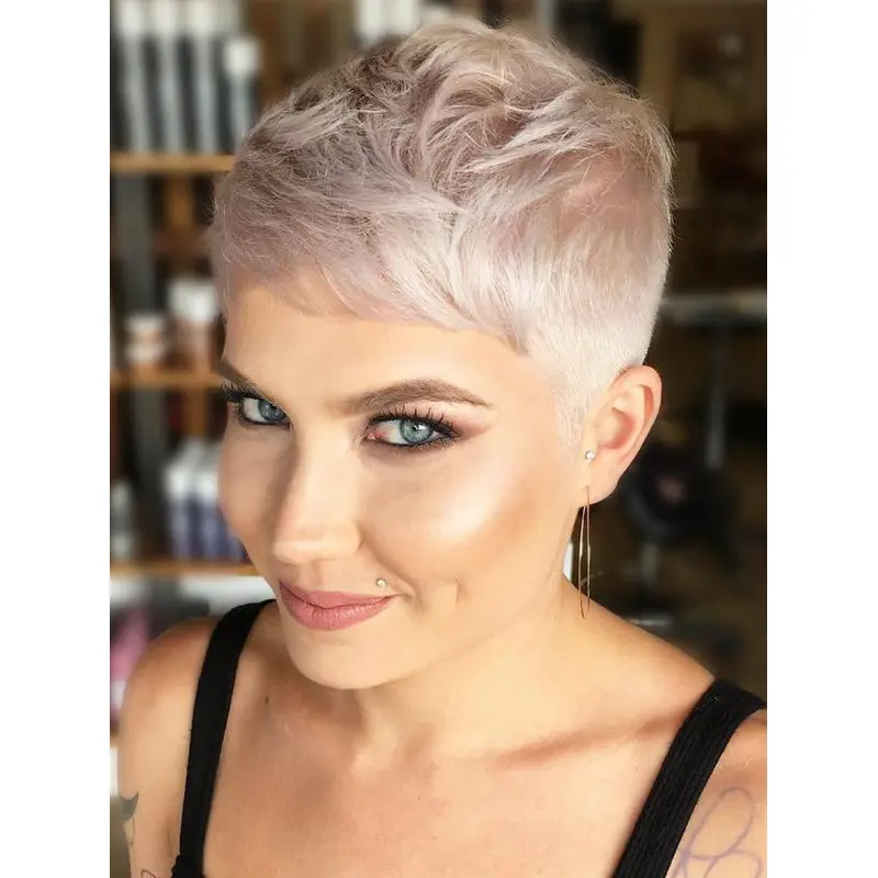 Short Human Wig 4" Straight Boycuts Wigs