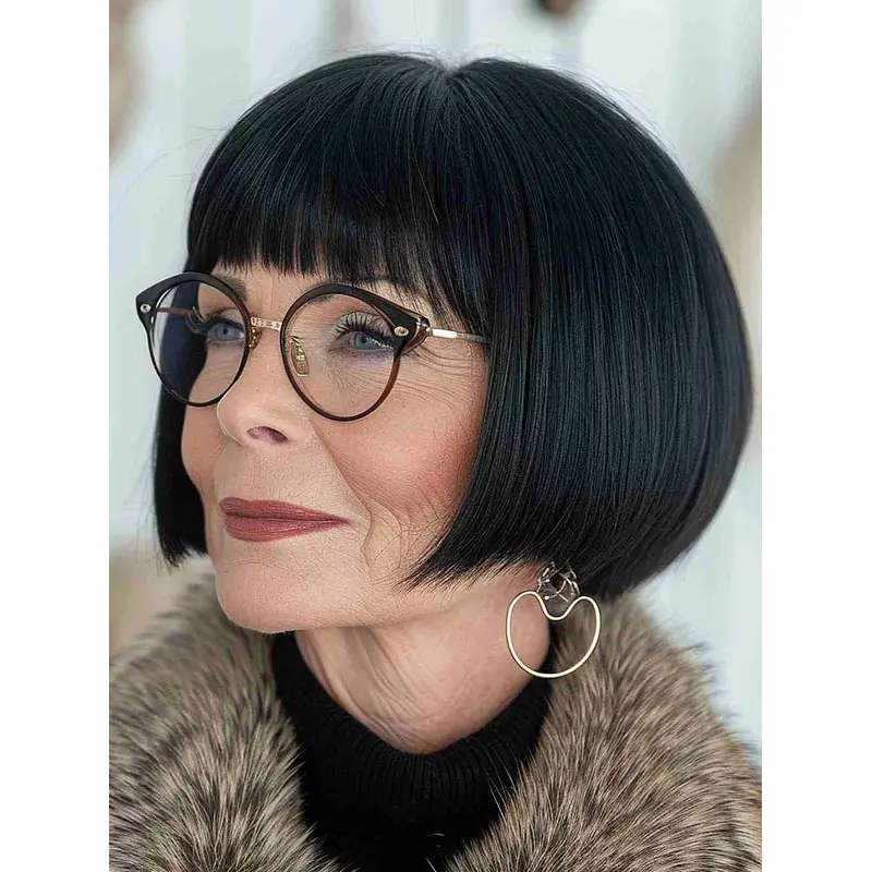 Short Wigs That Look Real Straight Black 8" Short Bobs Lace Front Wigs