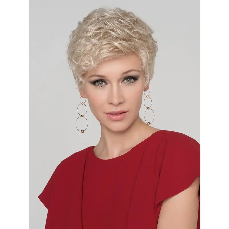 4" Curly Platinum Blonde Boycuts Monofilament Synthetic Wig