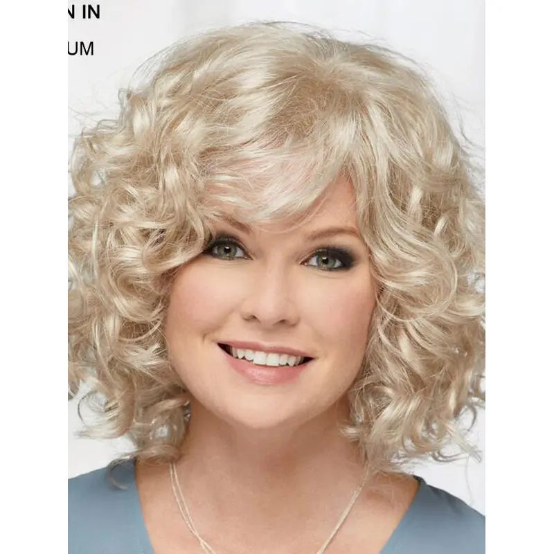 Curly Platinum Blonde Chin Length 12" Hairstyles Classic Wigs