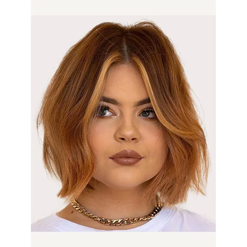 Medium Length Wigs For Women Synthetic Straight Copper Without Bangs 10" Wigs