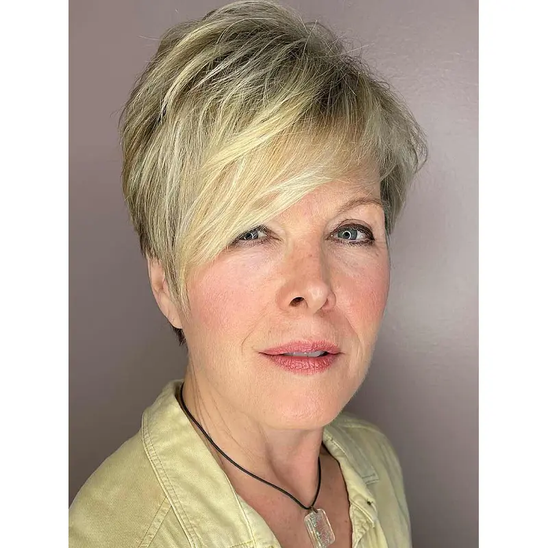 Monofilament Real Hair Wigs 6" Straight Ombre/2 Tone Boycuts Short Wigs