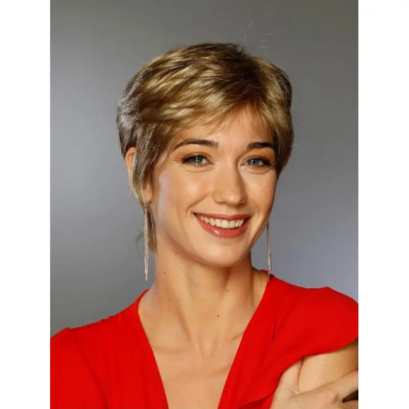 Natural Boycuts Synthetic Blonde 100% Hand-tied Straight Short Hairstyles