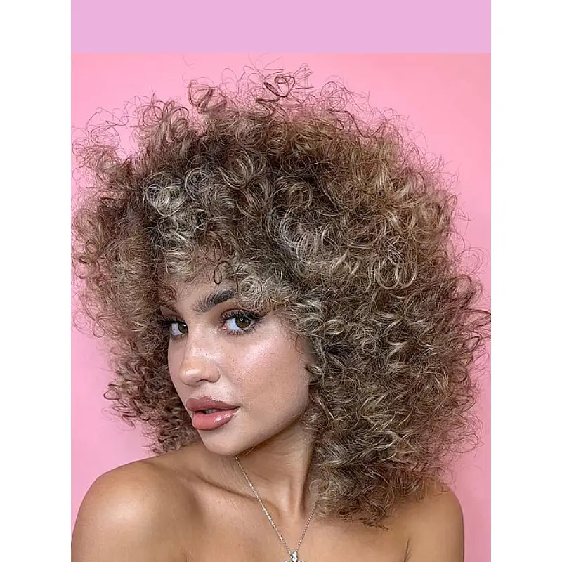 Real Human Hair Wigs For Women 10" Curly Chin Length Layered Blonde Wigs