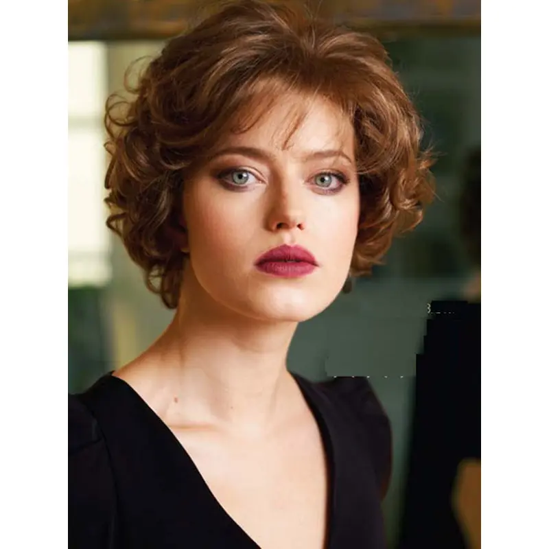 Comfortable Wigs Wavy Remy Human Hair 8" 100% Hand-Tied Wigs