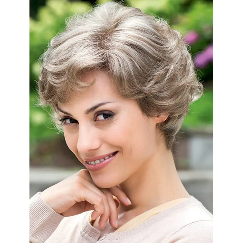 Great Wavy Short Synthetic Grey Wigs