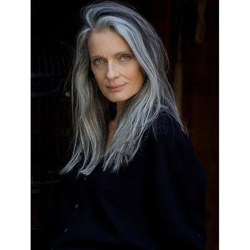 Long Straight Grey 16" Best Lace Wigs