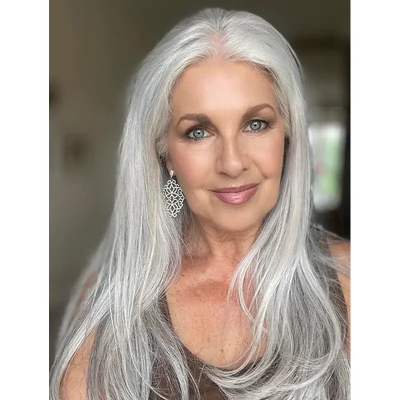Long Straight Grey 18" Wig Lace