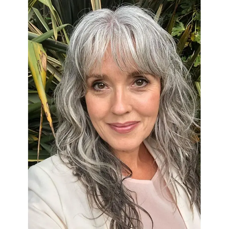 Long Wavy Grey 16" Affordable Lace Wigs