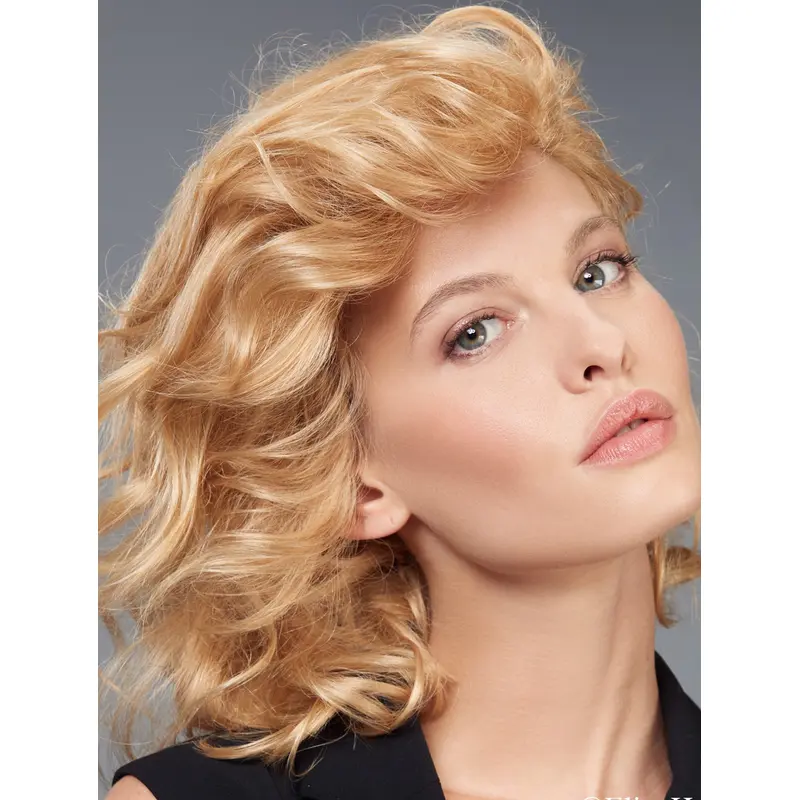 Medium Wig For Woman With Bangs Shoulder Length Remy Human Hair Blonde Wigs