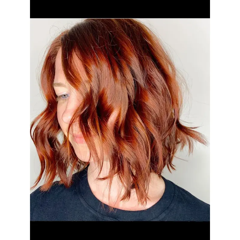 Real Human Hair Wigs For Women 12" Wavy Shoulder Length Without Bangs Copper Wigs