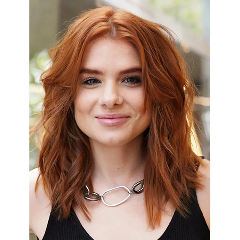 Shoulder Length 14" Copper Synthetic Best Lace Wigs