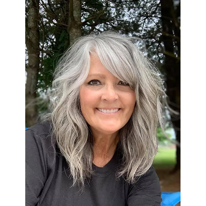 Shoulder Length Grey Lace Front 14" Wig Sales