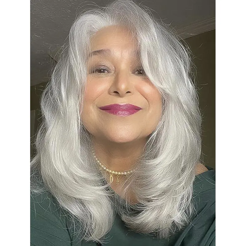 Shoulder Length Grey Lace Front 14" Wigs Online