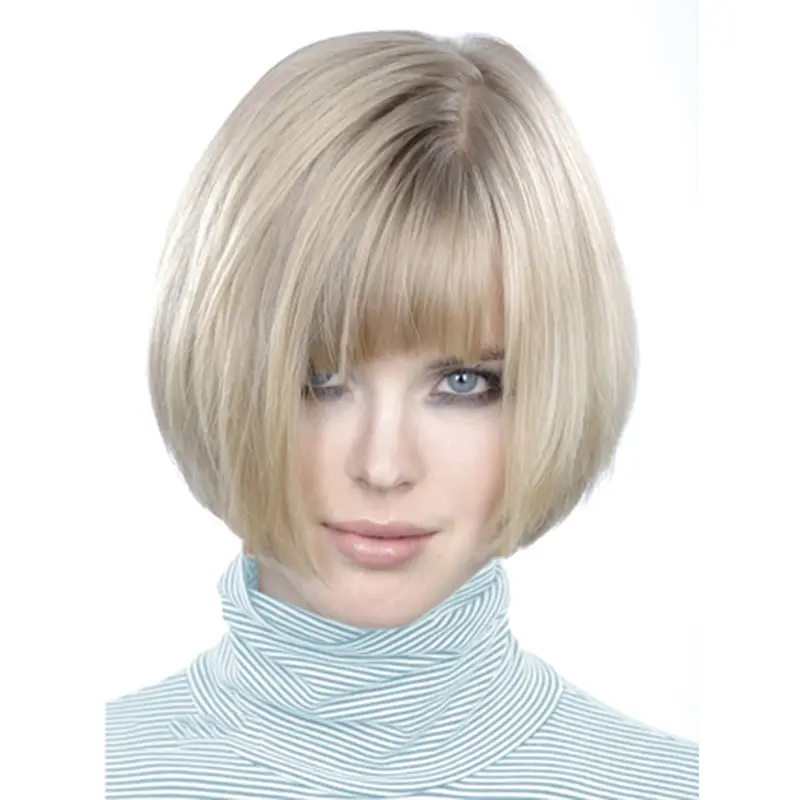 Young Fashion Platinum Blonde Chin Length Straight Wigs