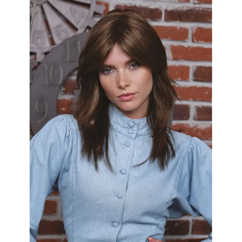 Brown Wavy Long Beautiful Layered Synthetic Monofilament Wigs