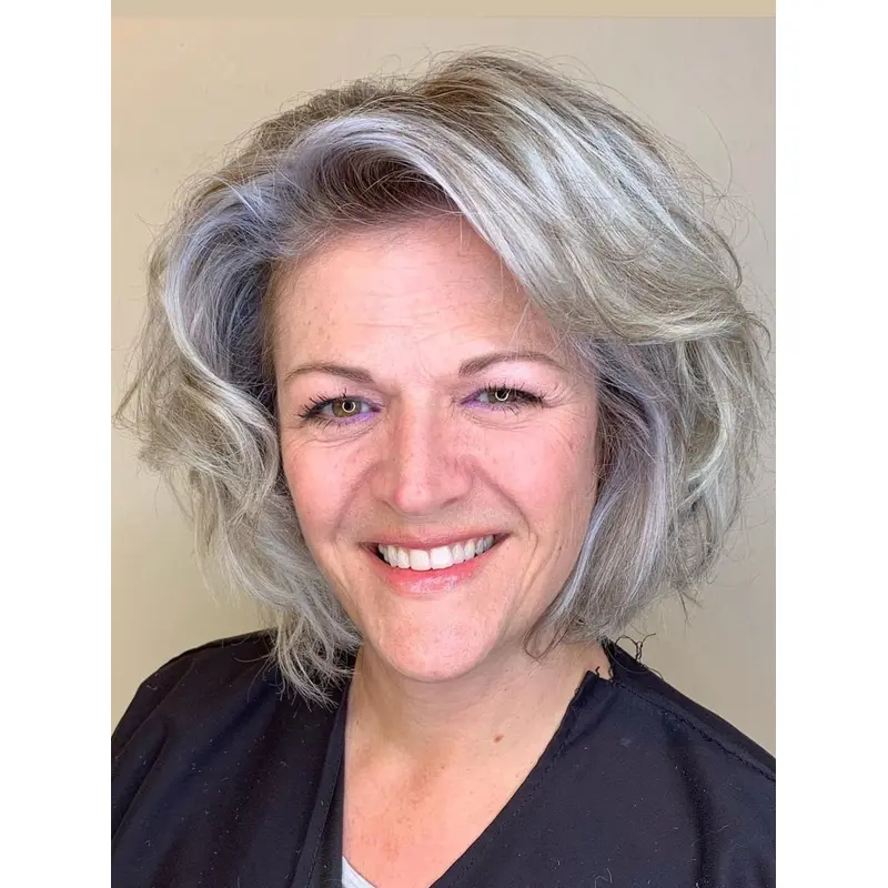 Grey Hair Wigs 10" Remy Human Hair Bobs Chin Length Lace Front Wigs