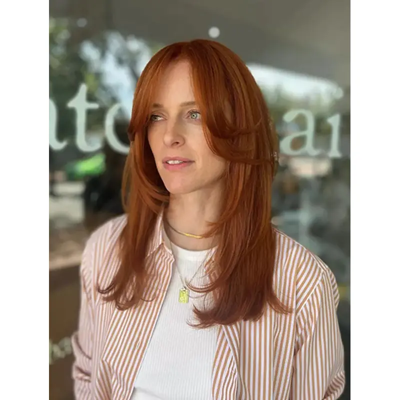 Lace Front Copper Layered 16" Long Lace Wigs