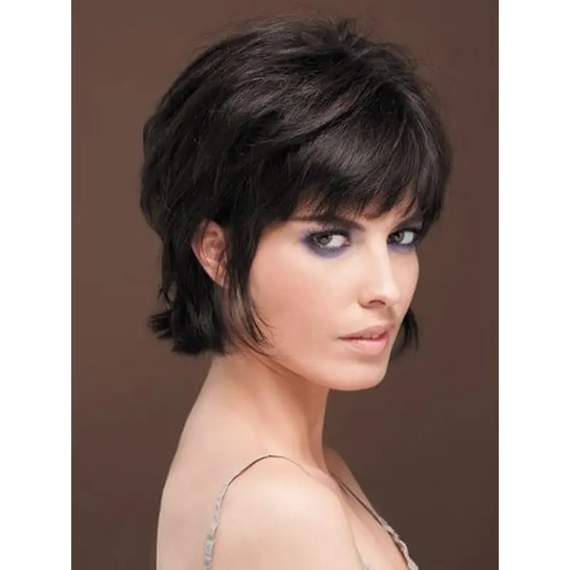 Refined Black Straight Short Human Hair Wigs