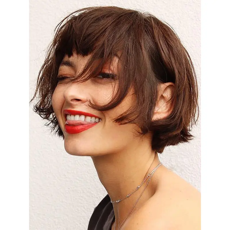 Short Monofilament Wigs Bobs Auburn Synthetic Straight 8" Wigs