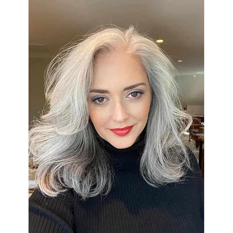 Shoulder Length Grey Lace Front 14" Funky Wigs For Women