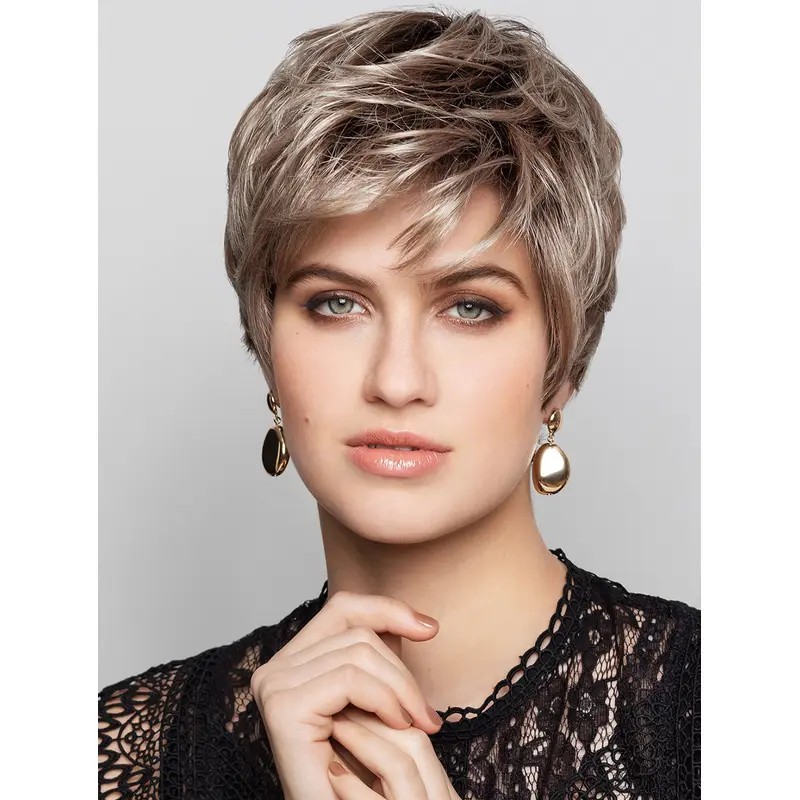8" Boycuts Straight Synthetic Monofilament Platinum Blonde Top Short Wigs