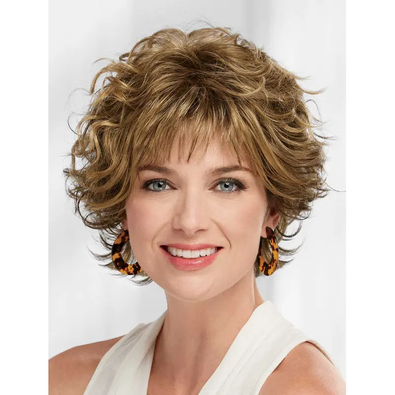 Capless Layered Synthetic Blonde Wavy Flexibility Ladies Short Wigs