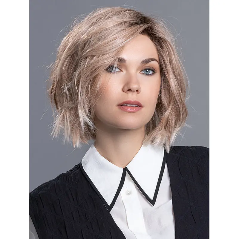 Gorgeous Synthetic Chin Length Auburn Monofilament Wavy Bob Style Wigs