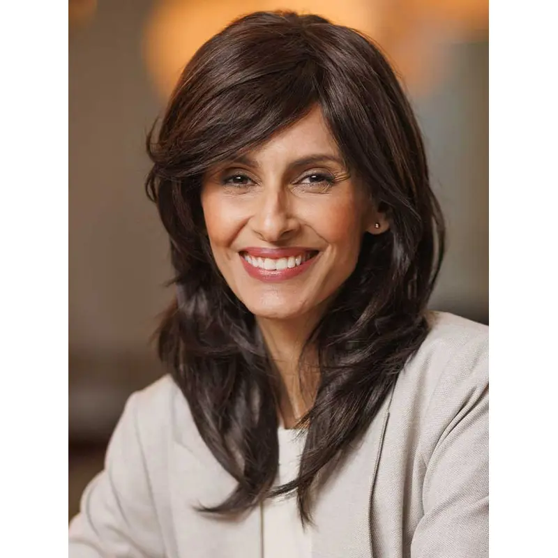 Long Hairstyles Brown Wavy Layered Synthetic Monofilament Wig