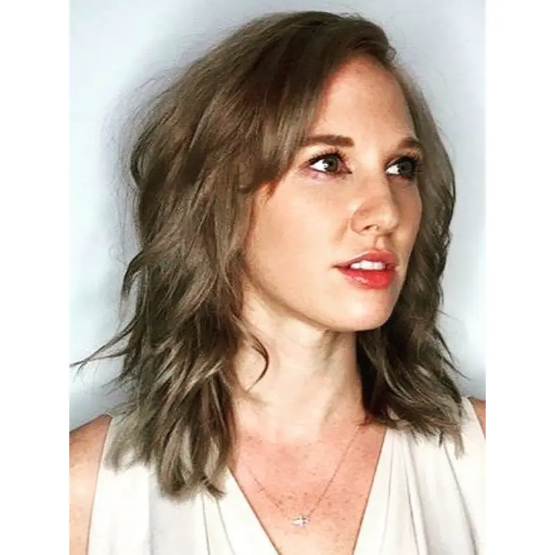 Real Human Hair Brown 12" Wavy Lace Front Layered Wigs