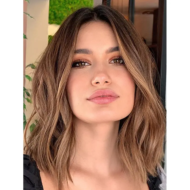 Wavy Brown Bobs 14" Lace Frontal Wigs
