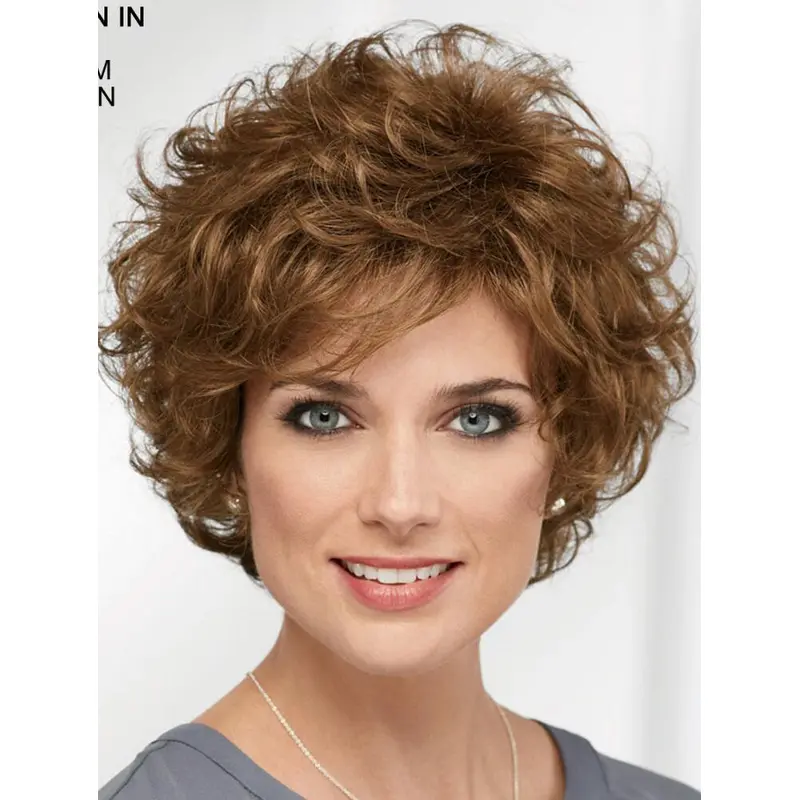 Curly Brown Short 8" Designed Classic Wigs
