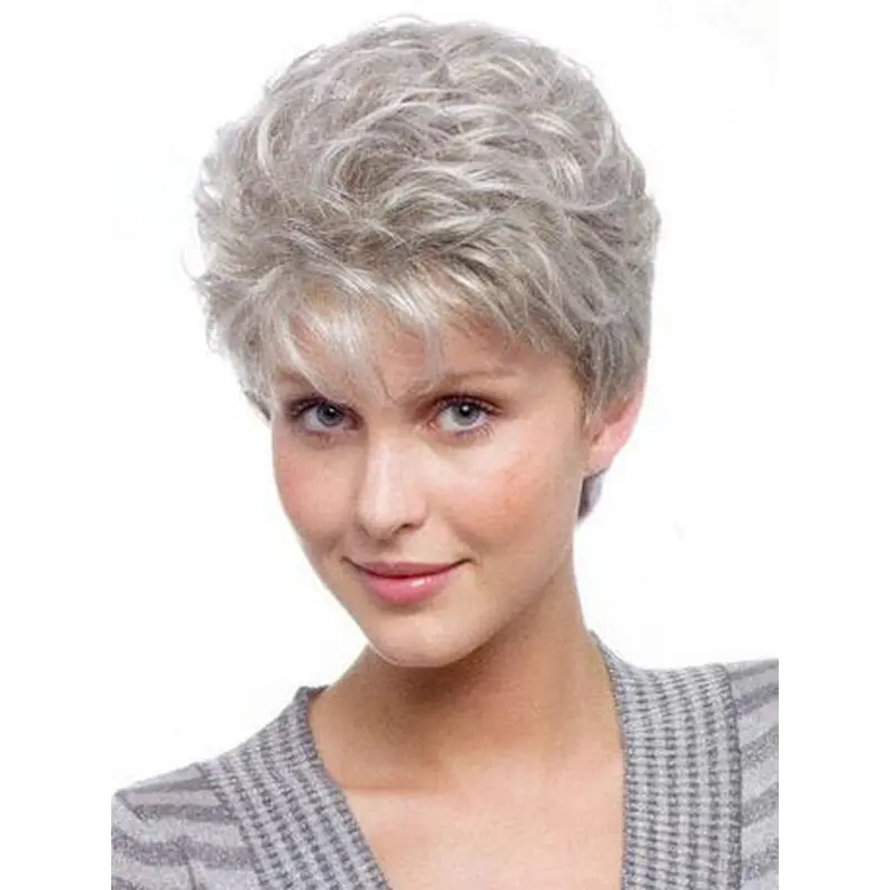 Gorgeous Wavy Short Synthetic Grey Wigs