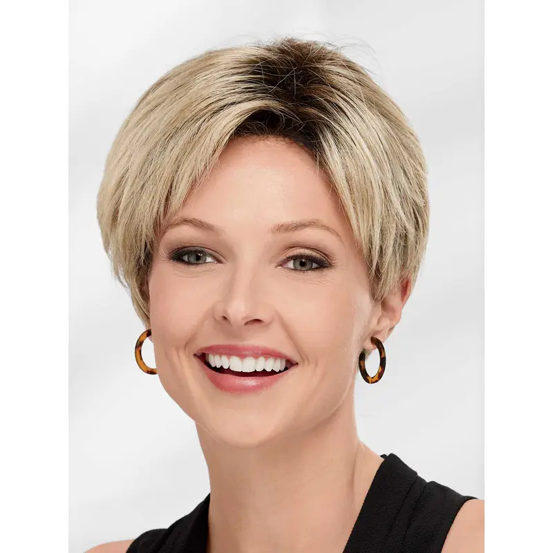 Lace Front Boycuts Synthetic Blonde Straight Fashionable Short Wigs