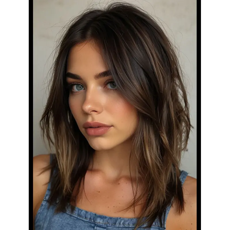 Women Wig Medium Shoulder Length Monofilament 14" Ombre/2 Tone Layered Wigs