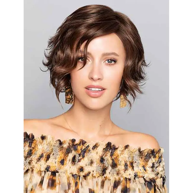 Brown Wavy Exquisite Layered Synthetic Monofilament Medium Wigs