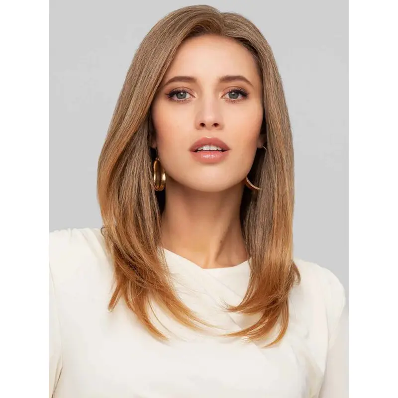 Mono Top Human Hair Wigs Blonde Straight Without Bangs Wigs