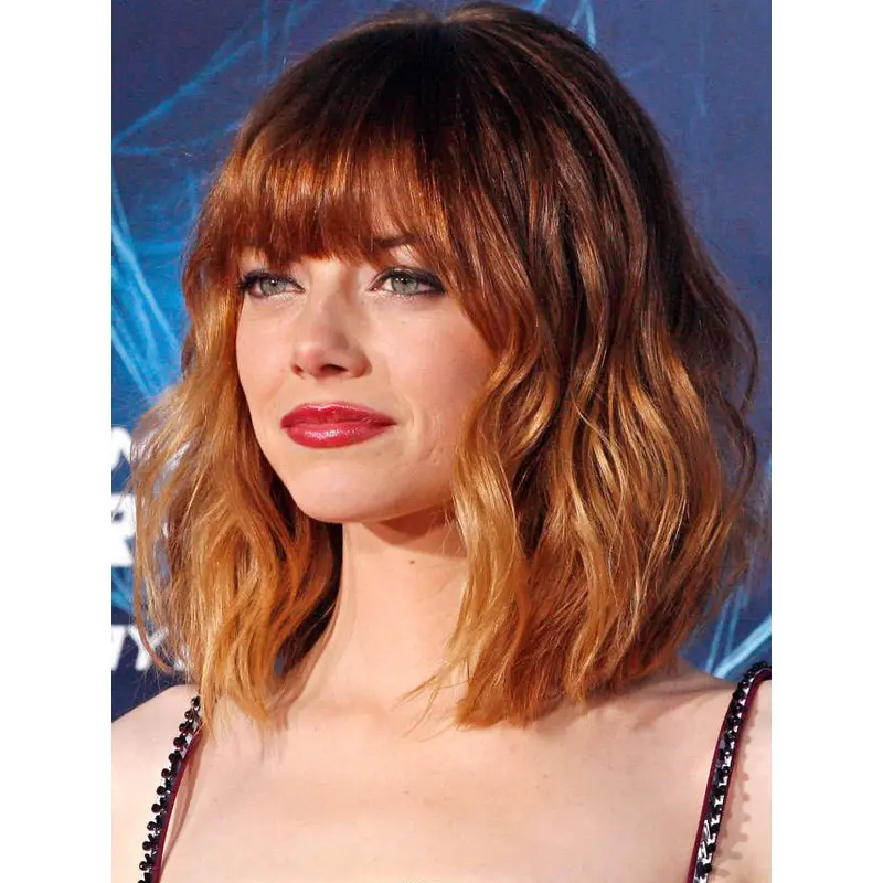 Online Shoulder Length Wavy Hand Tied Copper Wigs 14 Inch