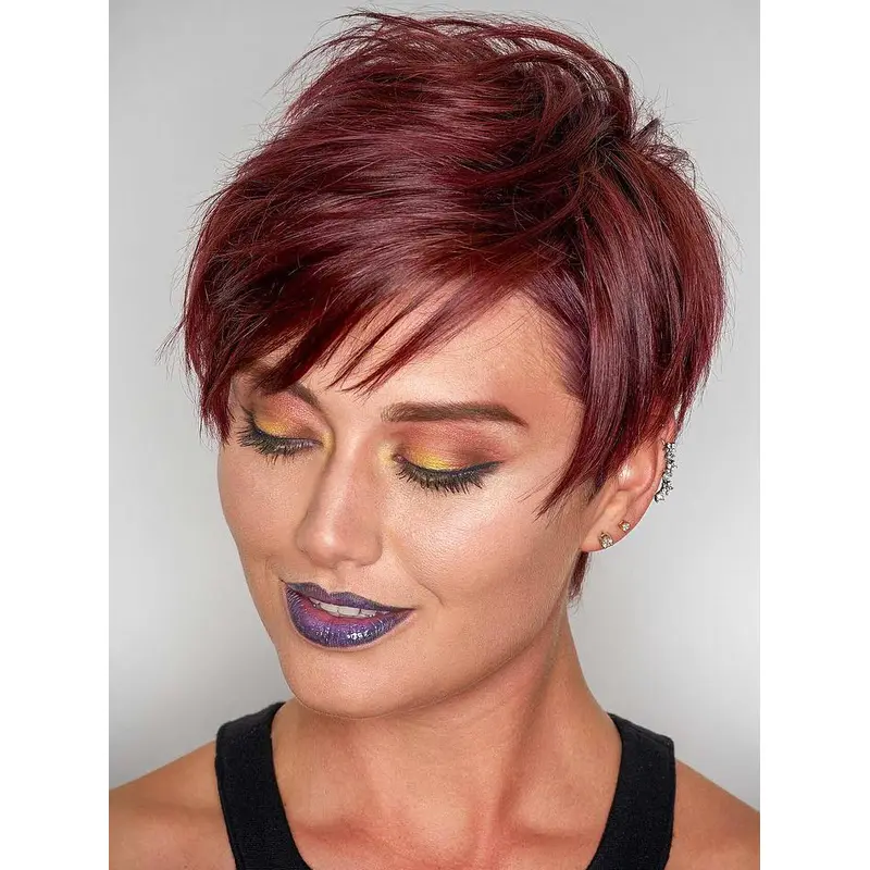 Short Wigs Cropped Boycuts Synthetic Auburn 4" Wigs