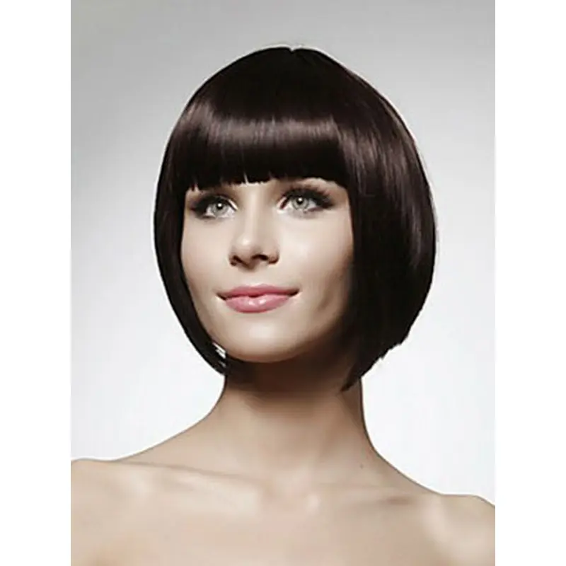 Trendy Black Straight Chin Length Human Hair Wigs