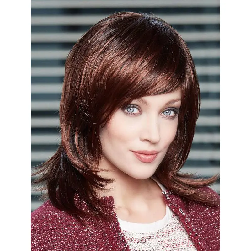 Without Bangs Synthetic Ombre/2 Tone 14" Straight Shoulder Length Lace Wigs To Buy