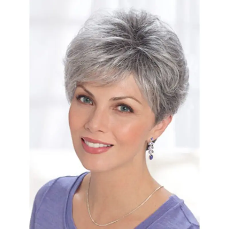 Grey Lady Short Classic Lace Front Human Wigs