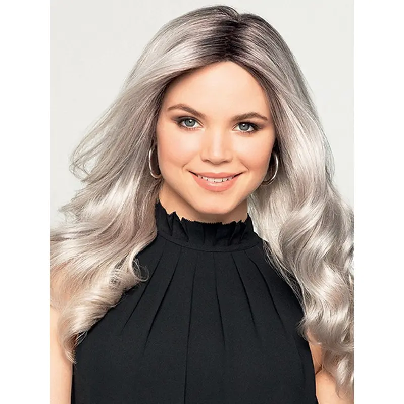 Long Wavy Ombre/2 tone Monofilament Without Bangs Synthetic Ladies Wigs