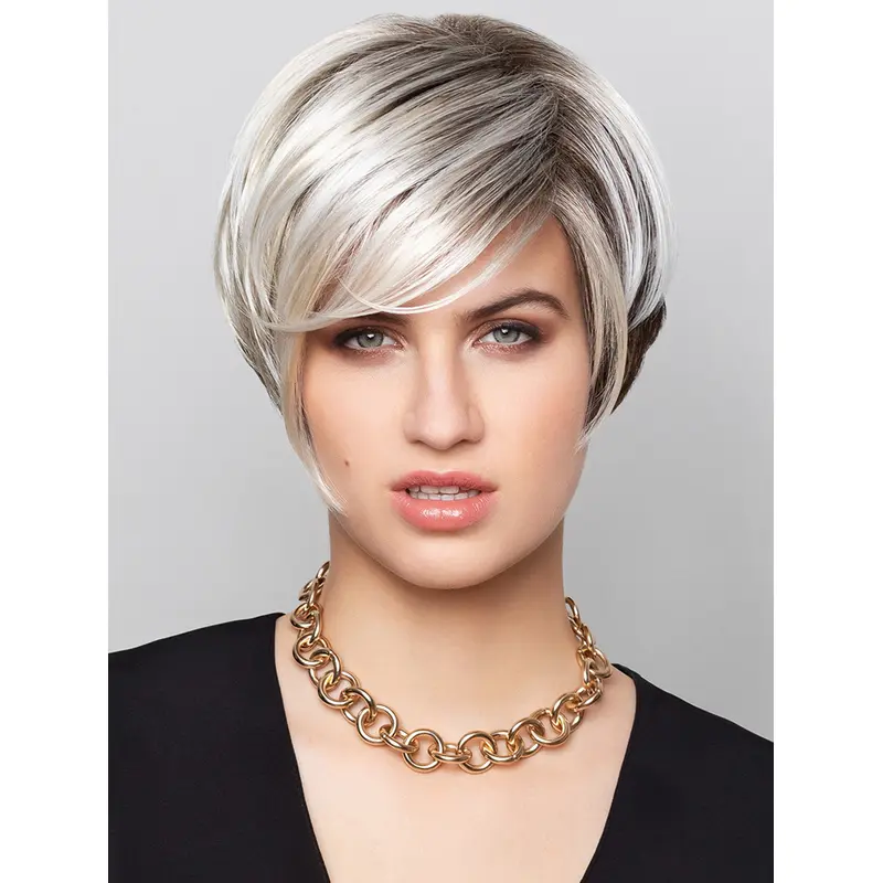 Ombre/2 Tone Synthetic 8" Short Straight Boycuts Monofilament Wigs Designed