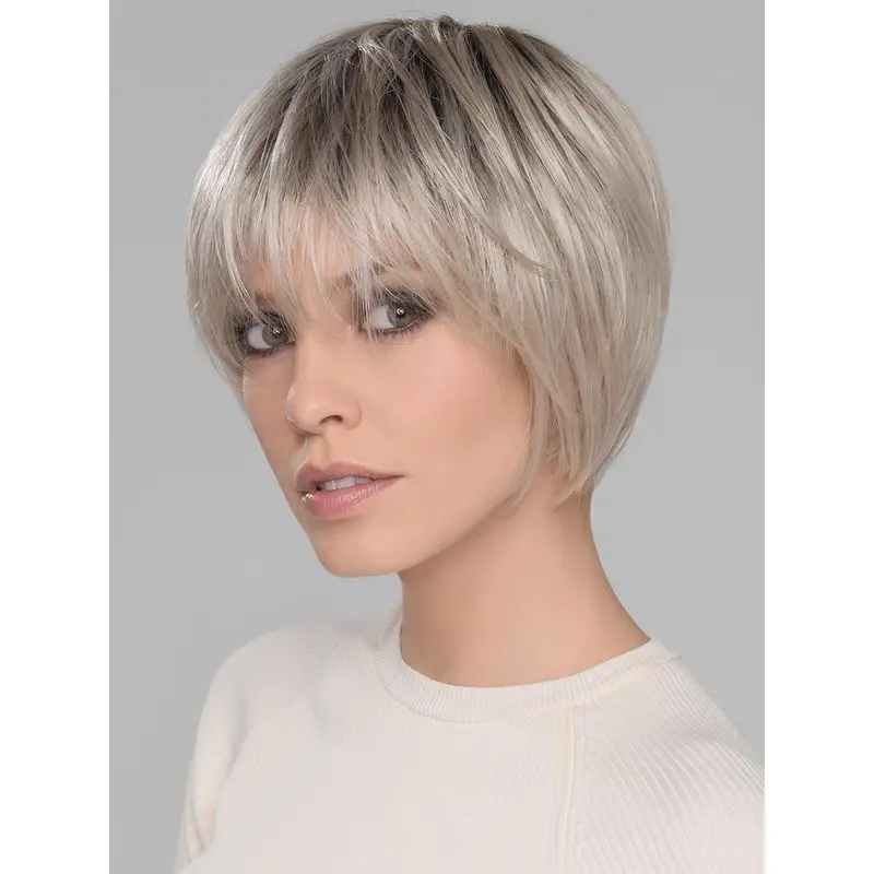 Straight Platinum Blonde Wigs With Bangs Synthetic